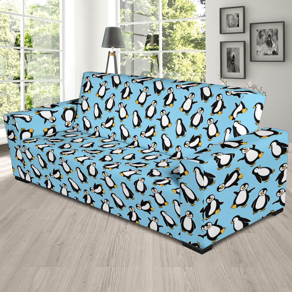 Penguin Happy Print Sofa Slipcover-JTAMIGO.COM