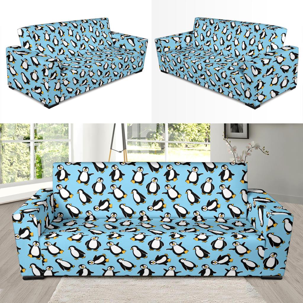 Penguin Happy Print Sofa Slipcover-JTAMIGO.COM