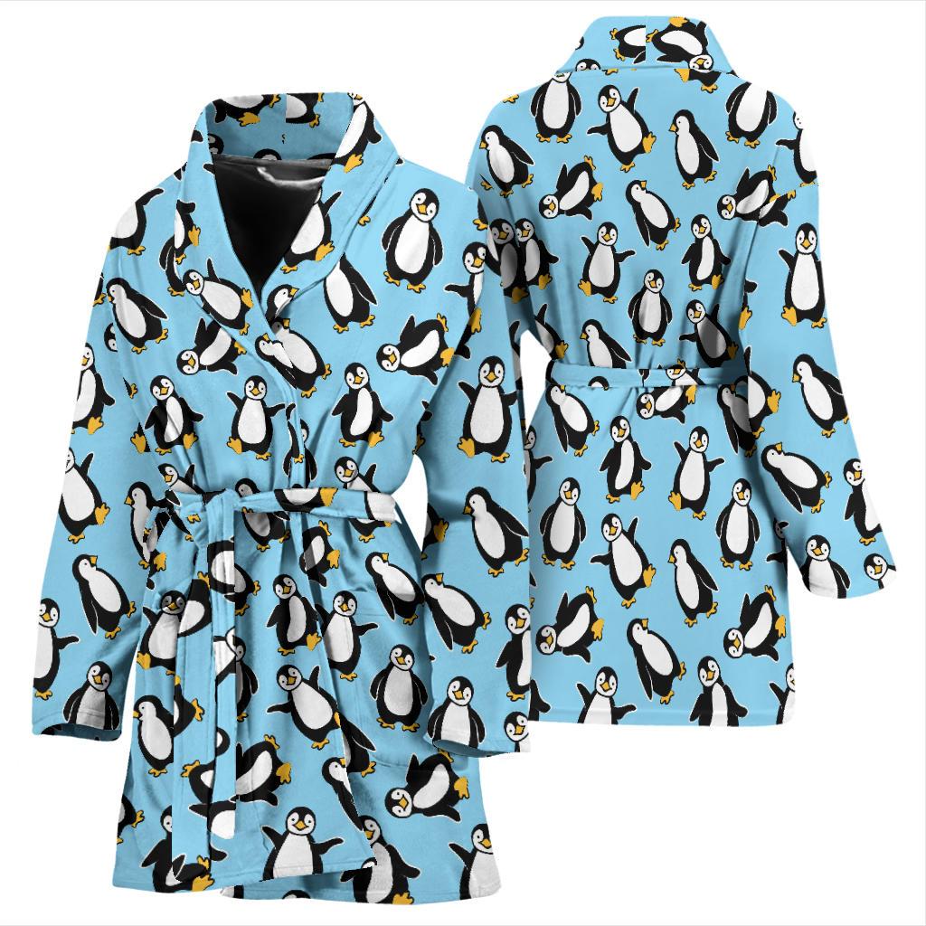 Penguin Happy Print Women Bath Robe-JTAMIGO.COM