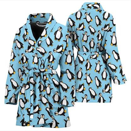 Penguin Happy Print Women Bath Robe-JTAMIGO.COM