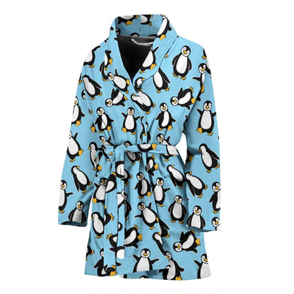 Penguin Happy Print Women Bath Robe-JTAMIGO.COM