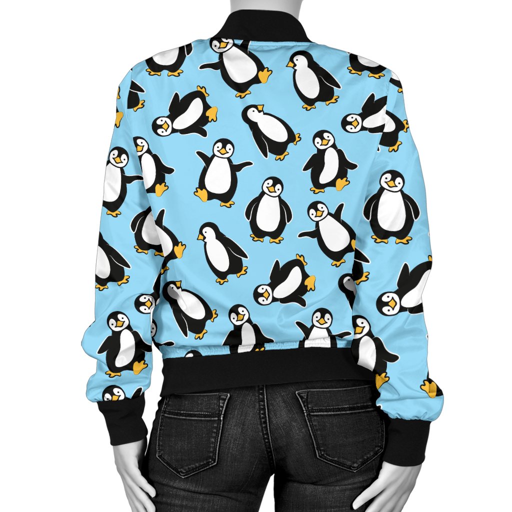 Penguin Happy Print Women Casual Bomber Jacket