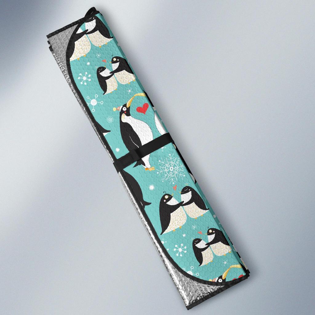 Penguin Love Print Car Sun Shade For Windshield