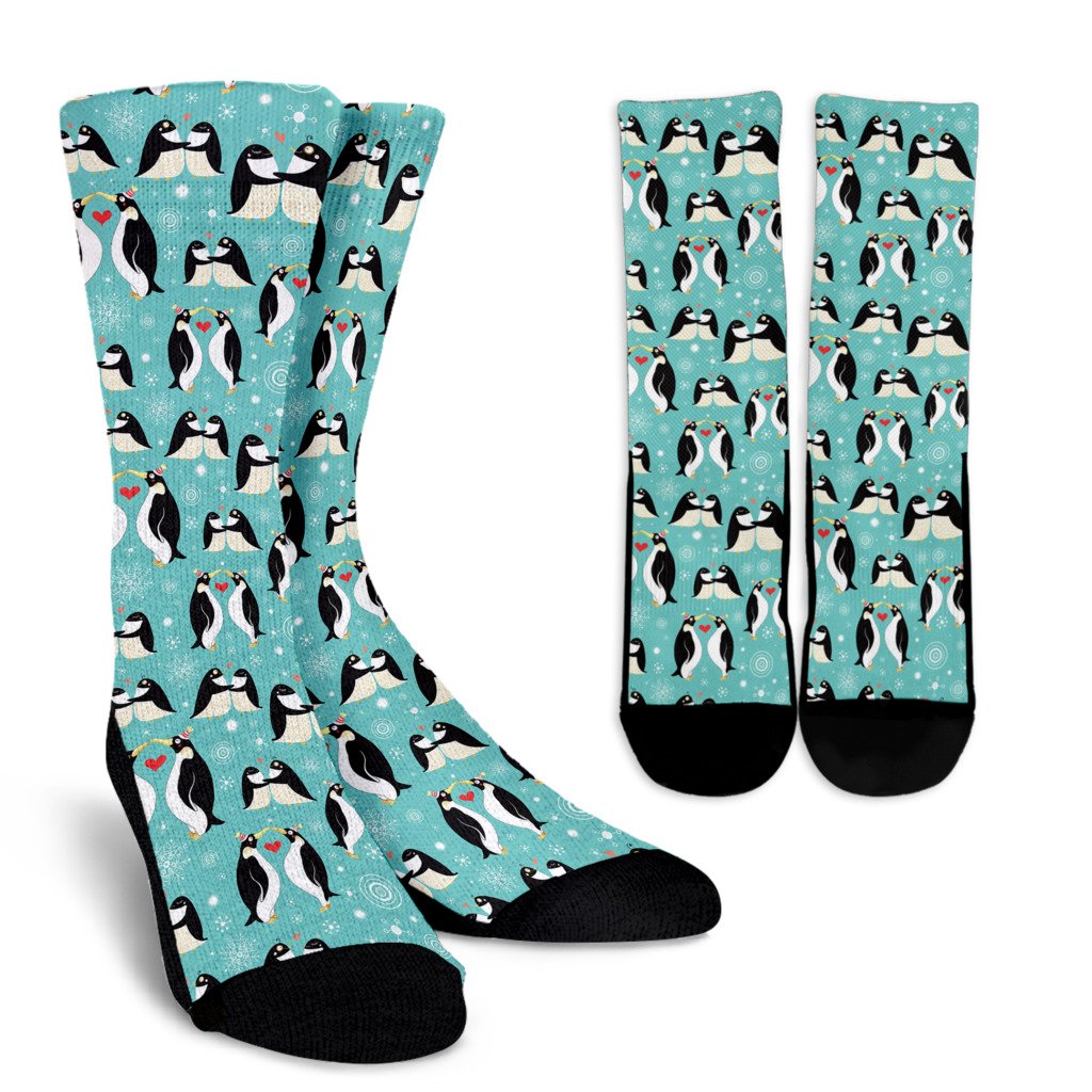 Penguin Love Print Crew Socks