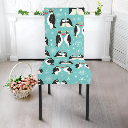 Penguin Love Print Dining Chair Slipcover-JTAMIGO.COM
