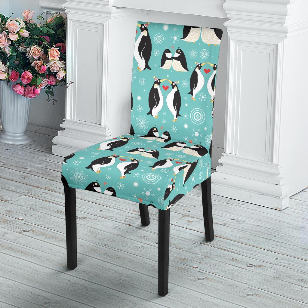 Penguin Love Print Dining Chair Slipcover-JTAMIGO.COM