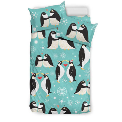 Penguin Love Print Duvet Cover Bedding Set