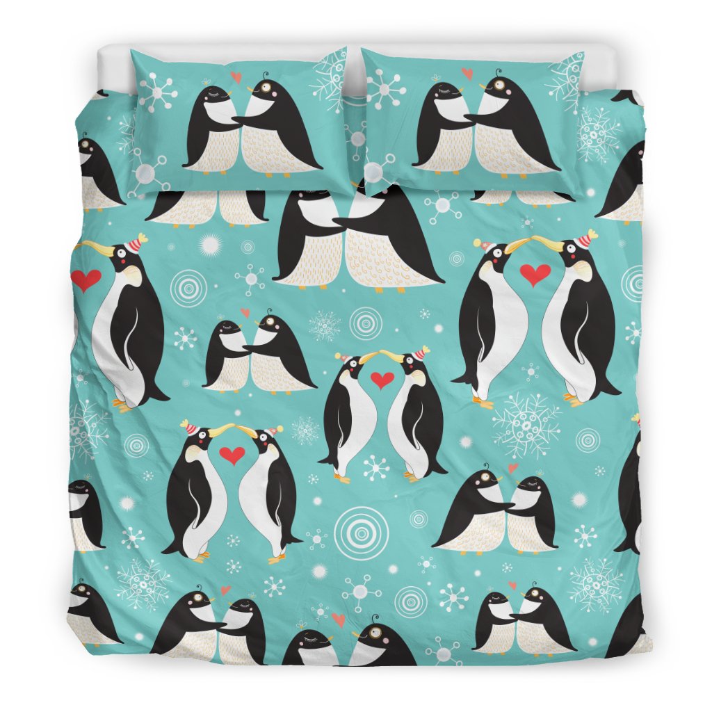 Penguin Love Print Duvet Cover Bedding Set