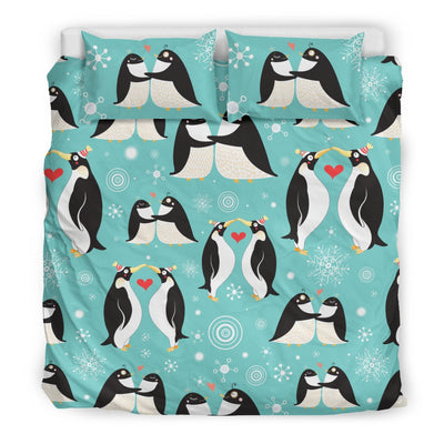 Penguin Love Print Duvet Cover Bedding Set