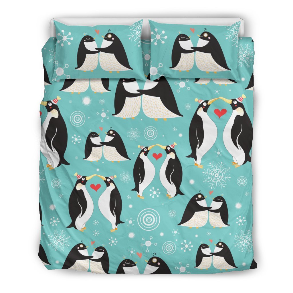 Penguin Love Print Duvet Cover Bedding Set
