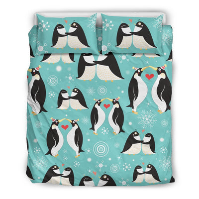 Penguin Love Print Duvet Cover Bedding Set