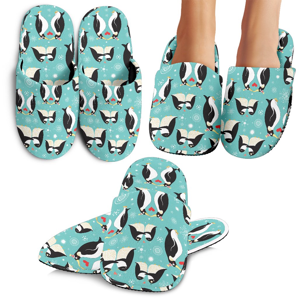 Penguin Love Print House Slippers