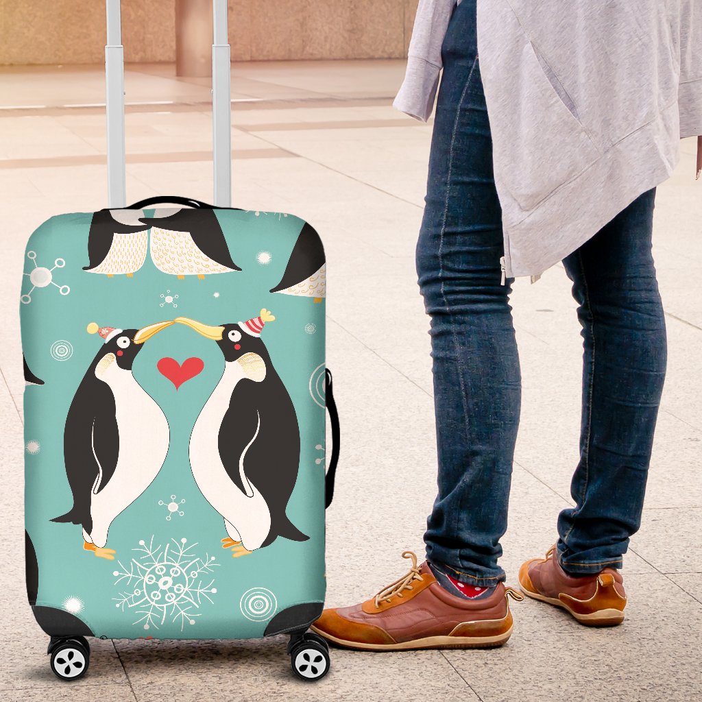 Penguin Love Print Luggage Cover Protector