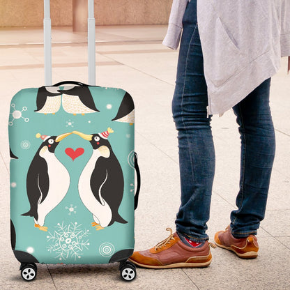 Penguin Love Print Luggage Cover Protector