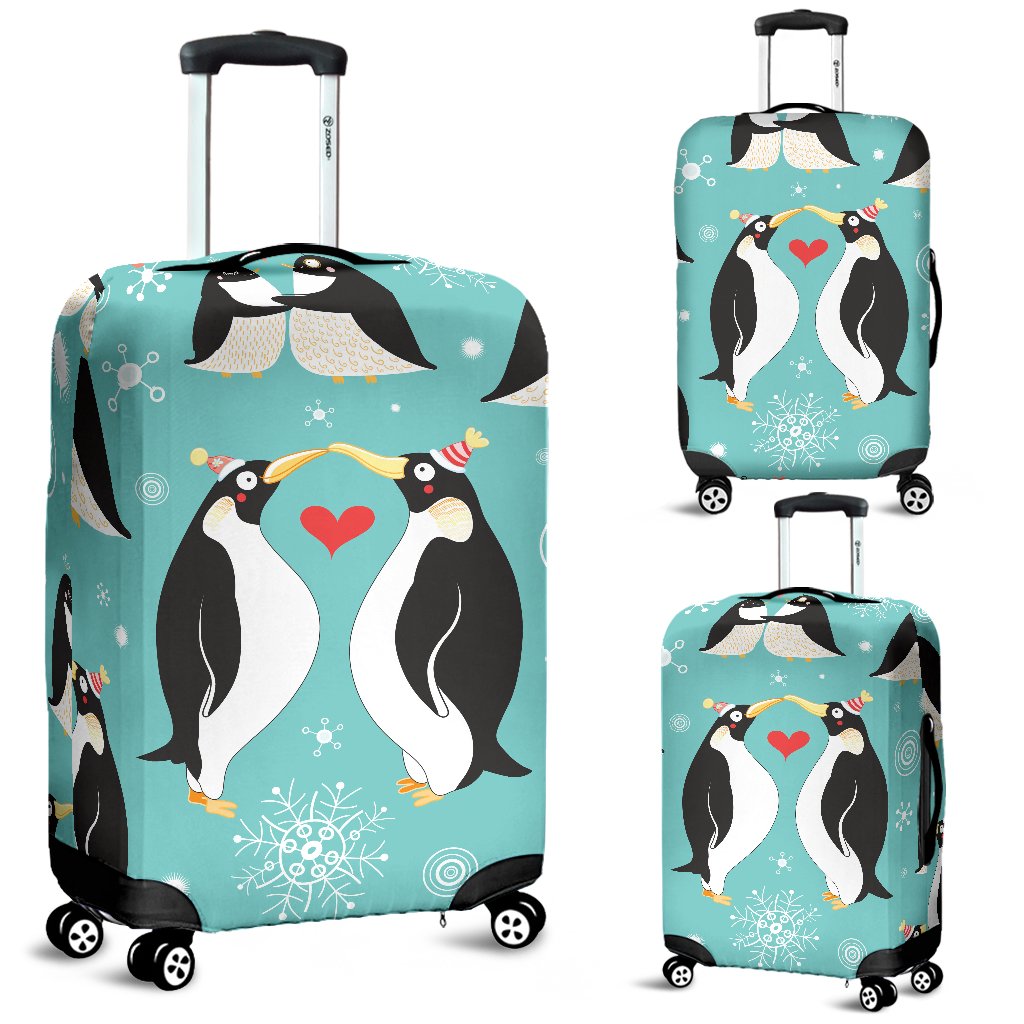 Penguin Love Print Luggage Cover Protector