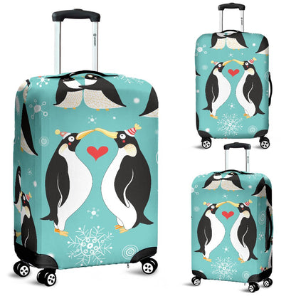 Penguin Love Print Luggage Cover Protector