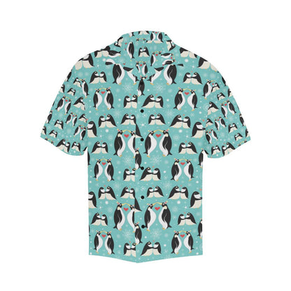 Penguin Love Print Men Aloha Hawaiian Shirt