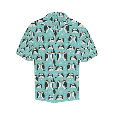 Penguin Love Print Men Aloha Hawaiian Shirt