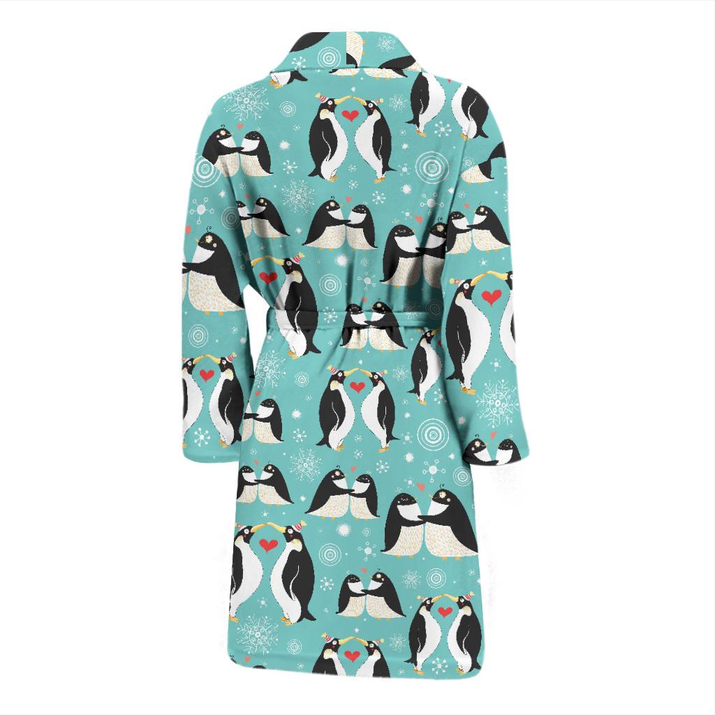 Penguin Love Print Men Bath Robe-JTAMIGO.COM