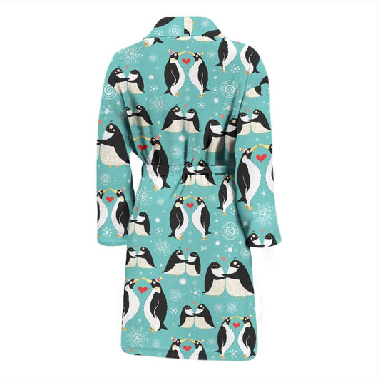 Penguin Love Print Men Bath Robe-JTAMIGO.COM