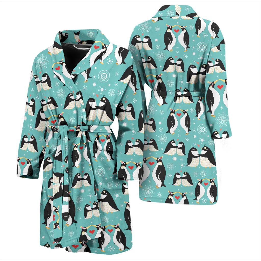 Penguin Love Print Men Bath Robe-JTAMIGO.COM