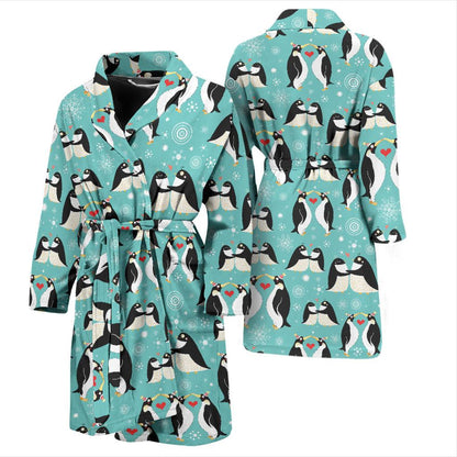 Penguin Love Print Men Bath Robe-JTAMIGO.COM