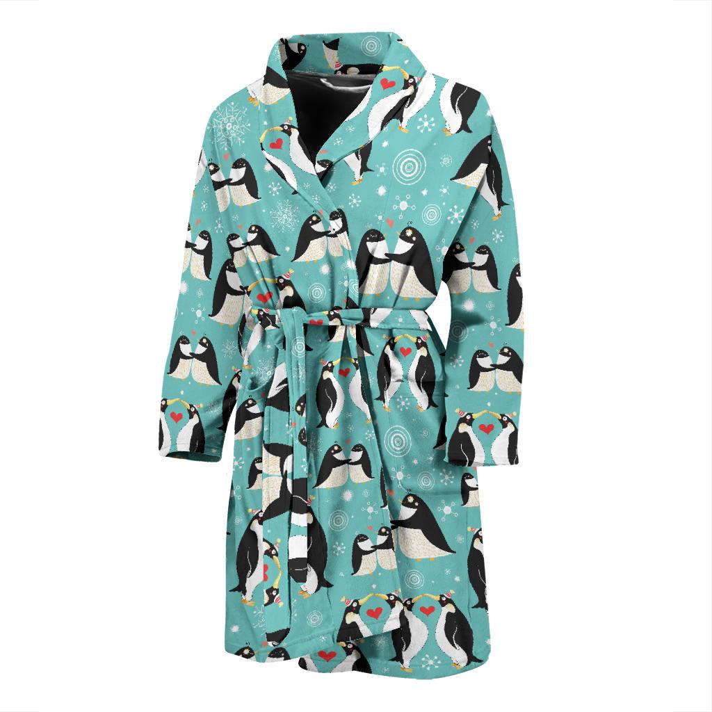 Penguin Love Print Men Bath Robe-JTAMIGO.COM