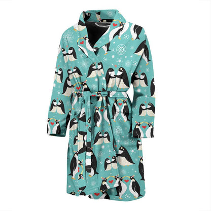 Penguin Love Print Men Bath Robe-JTAMIGO.COM