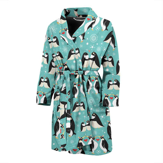 Penguin Love Print Men Bath Robe-JTAMIGO.COM