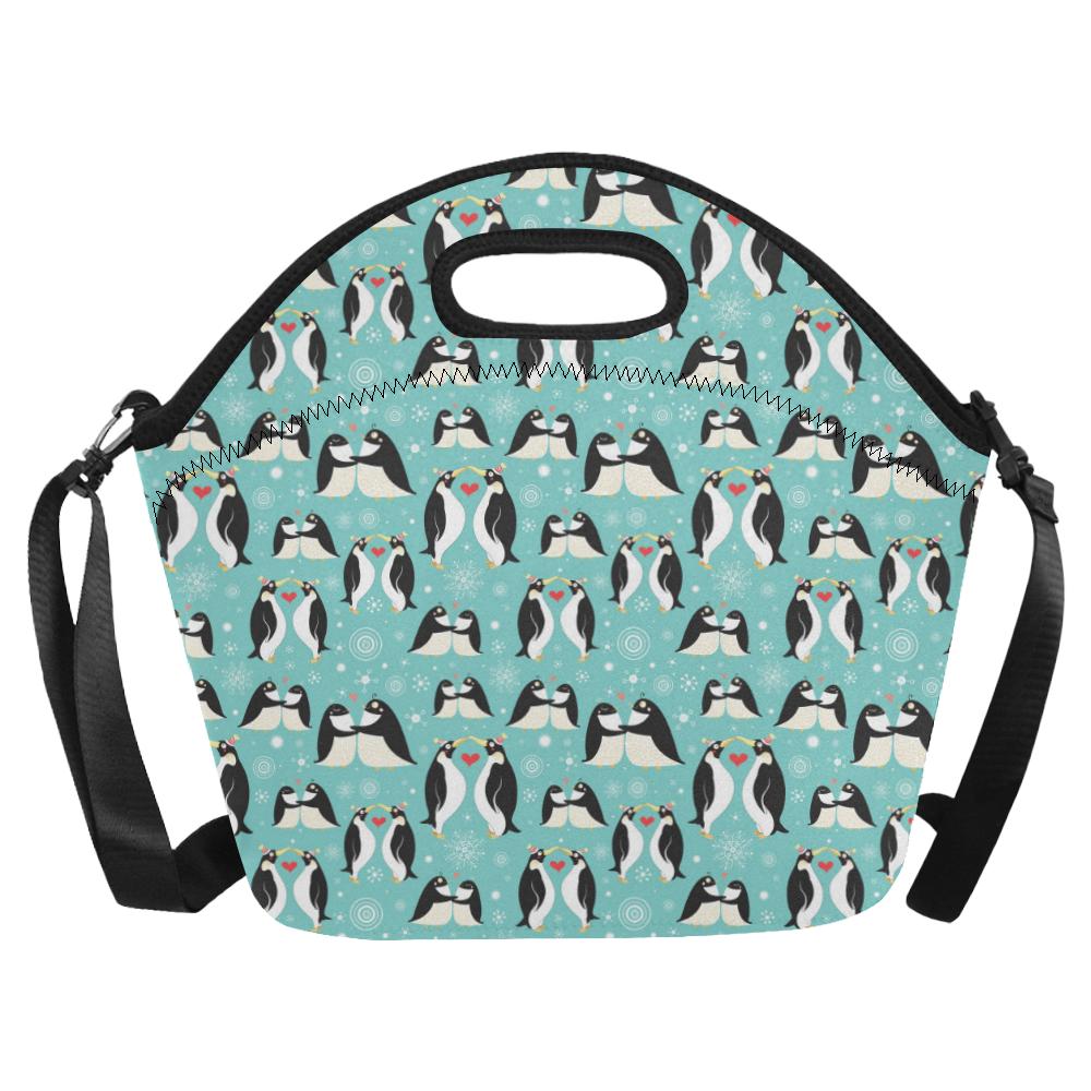 Penguin Love Print Neoprene Lunch Bag (Model 1669)(Large)-JTAMIGO.COM