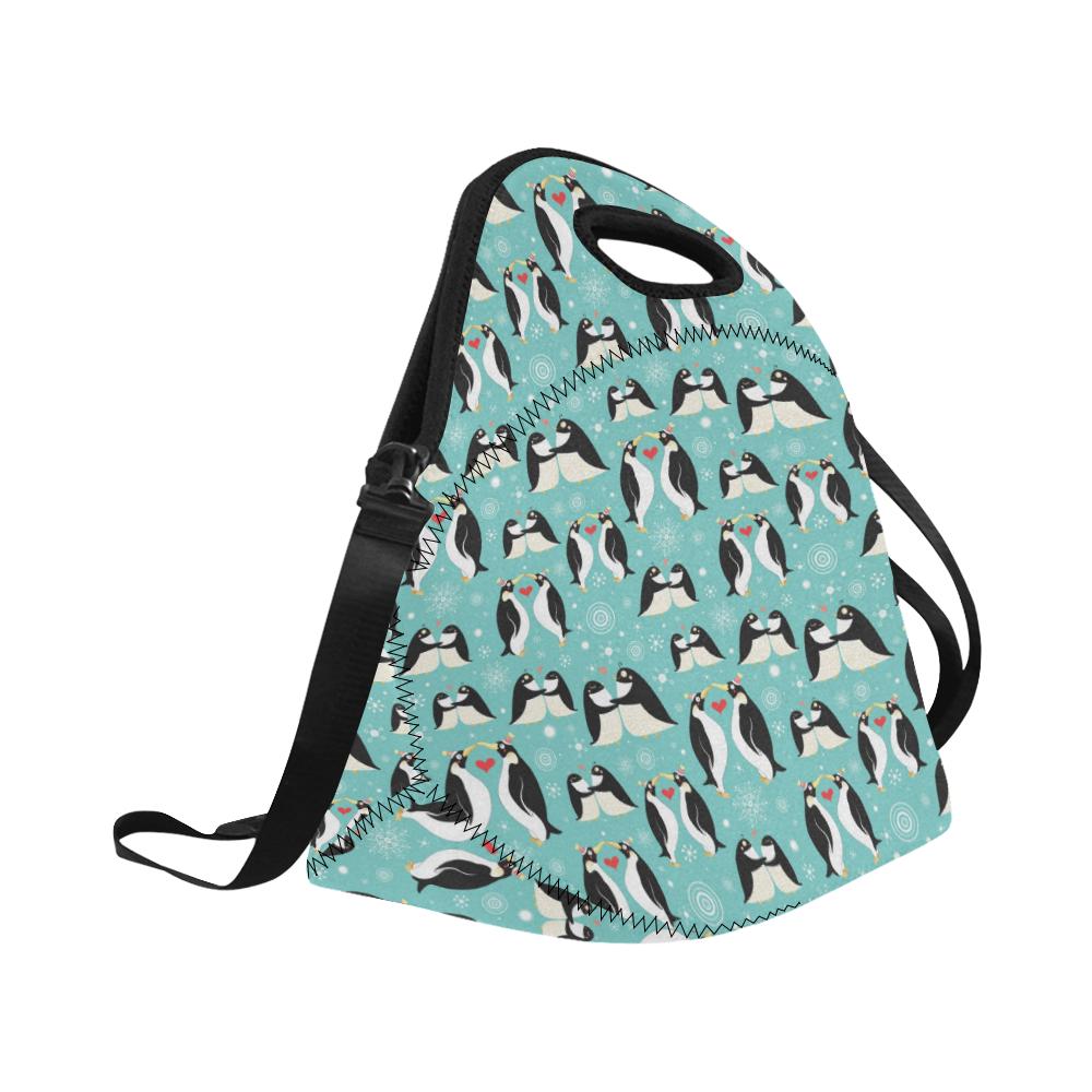 Penguin Love Print Neoprene Lunch Bag (Model 1669)(Large)-JTAMIGO.COM