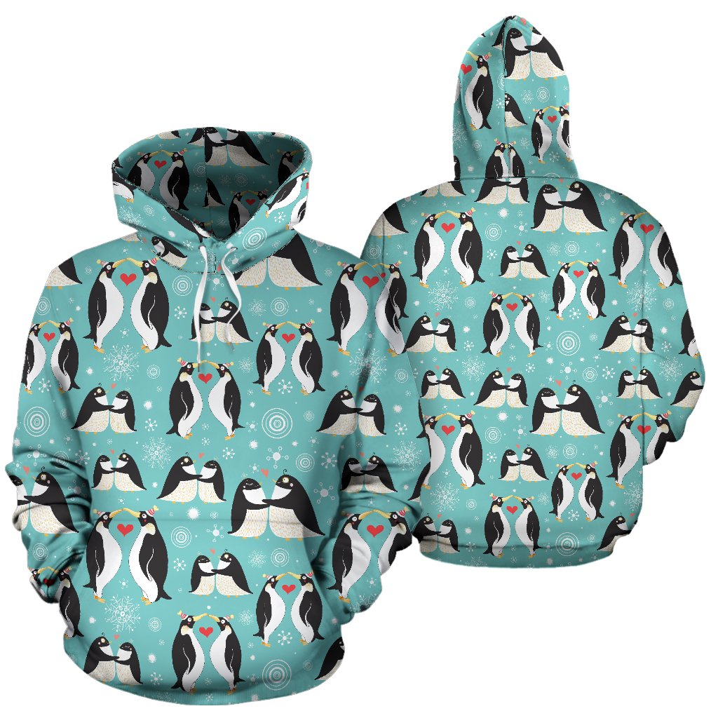 Penguin Love Print Pullover Hoodie