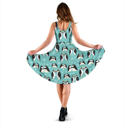 Penguin Love Print Sleeveless Dress