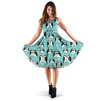 Penguin Love Print Sleeveless Dress