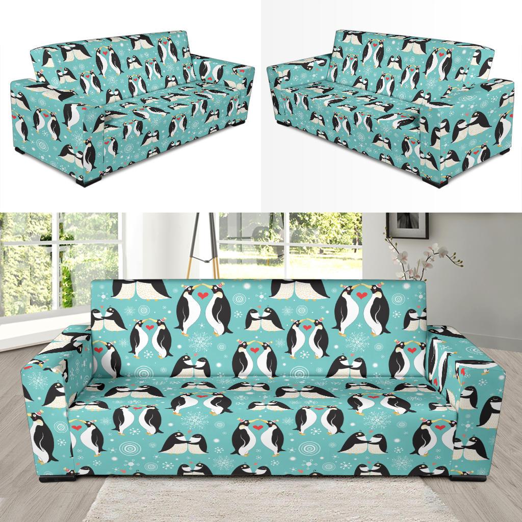 Penguin Love Print Sofa Slipcover-JTAMIGO.COM