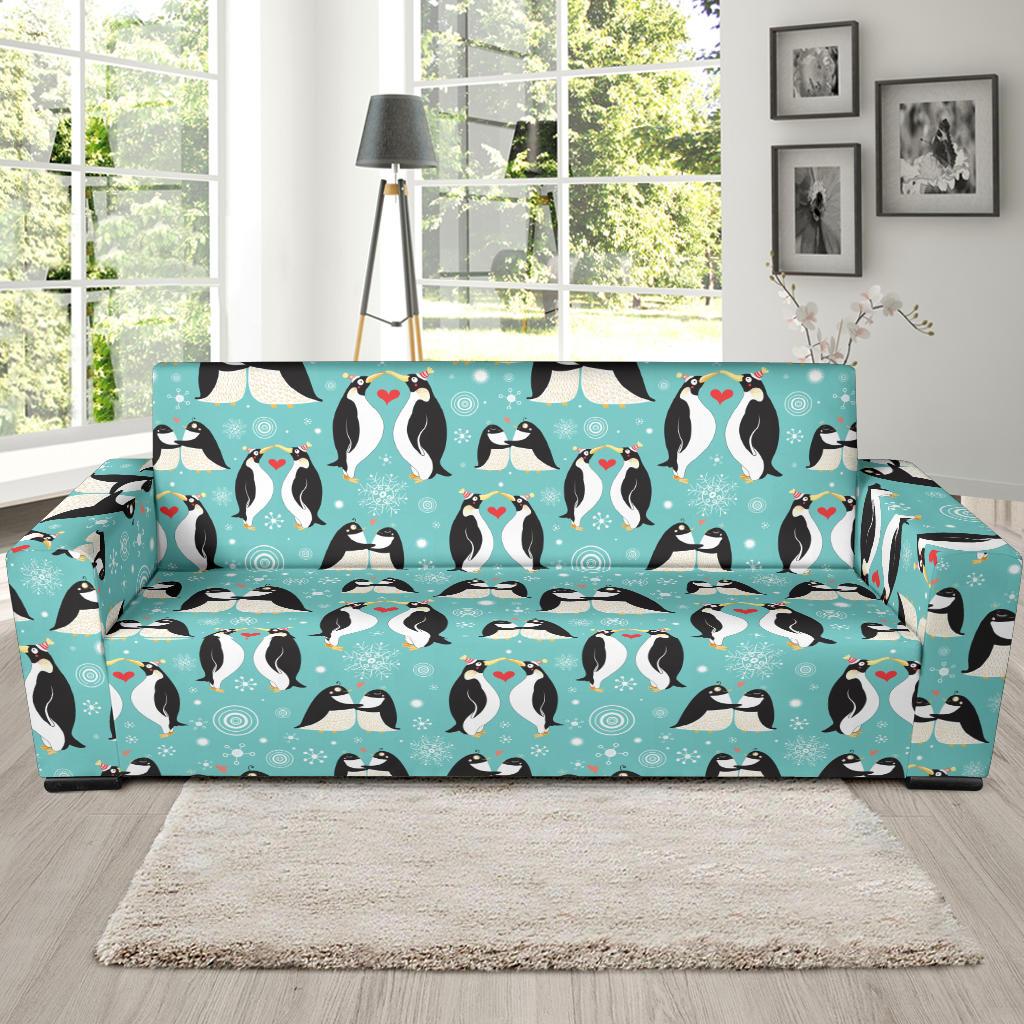 Penguin Love Print Sofa Slipcover-JTAMIGO.COM