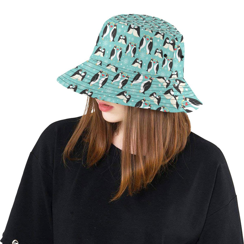 Penguin Love Print Unisex Bucket Hat