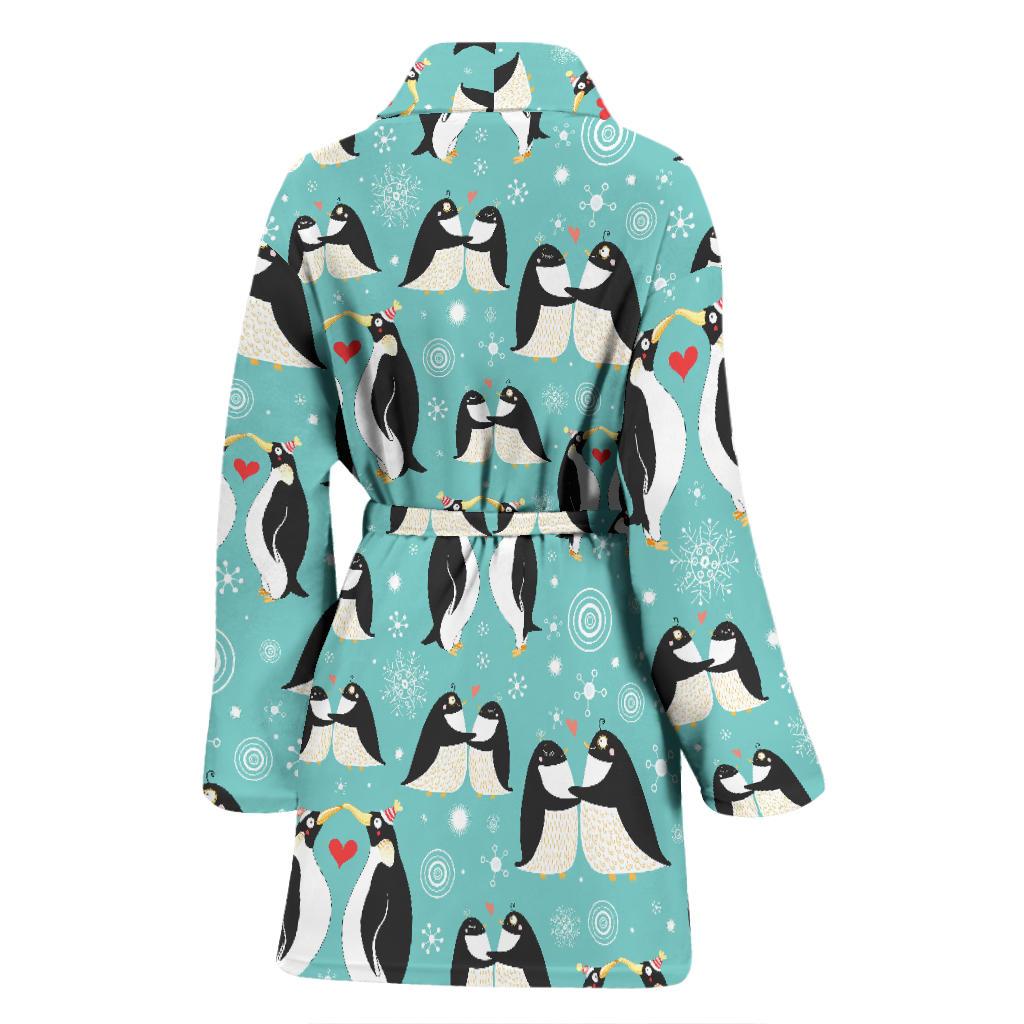 Penguin Love Print Women Bath Robe-JTAMIGO.COM