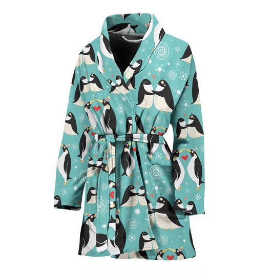 Penguin Love Print Women Bath Robe-JTAMIGO.COM