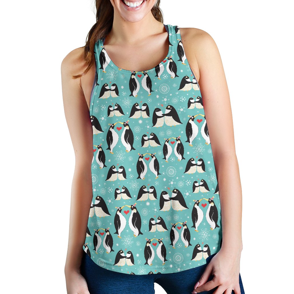 Penguin Love Print Women Racerback Tank Top