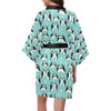 Penguin Love Print Women Short Kimono Robe