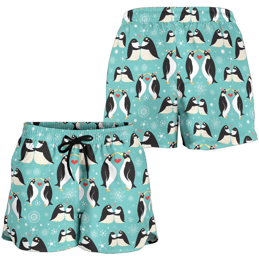 Penguin Love Print Women Shorts-JTAMIGO.COM
