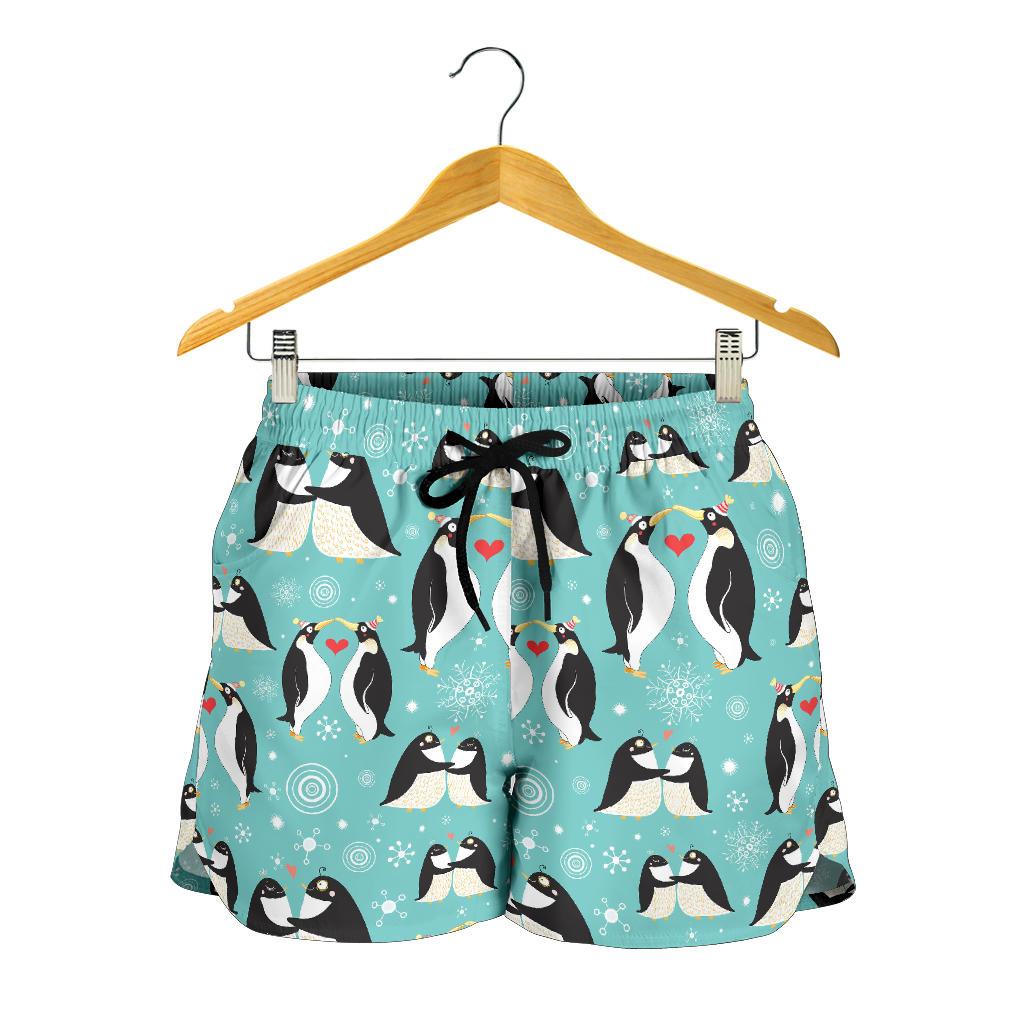 Penguin Love Print Women Shorts-JTAMIGO.COM