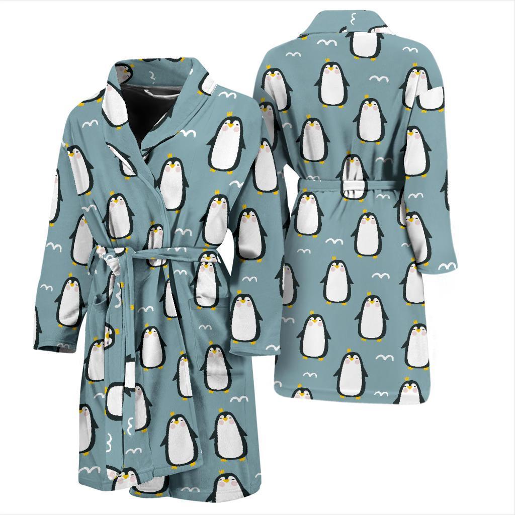 Penguin Pattern Print Design A02 Men Bathrobe-JORJUNE.COM