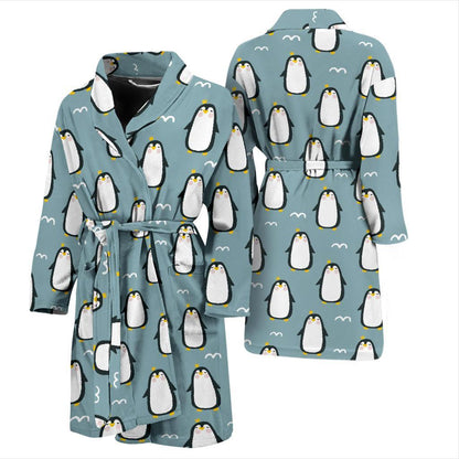 Penguin Pattern Print Design A02 Men Bathrobe-JORJUNE.COM