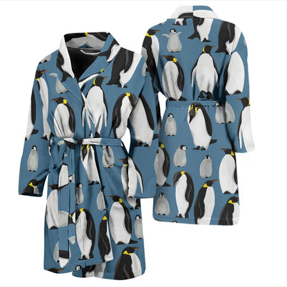 Penguin Pattern Print Design A03 Men Bathrobe-JORJUNE.COM