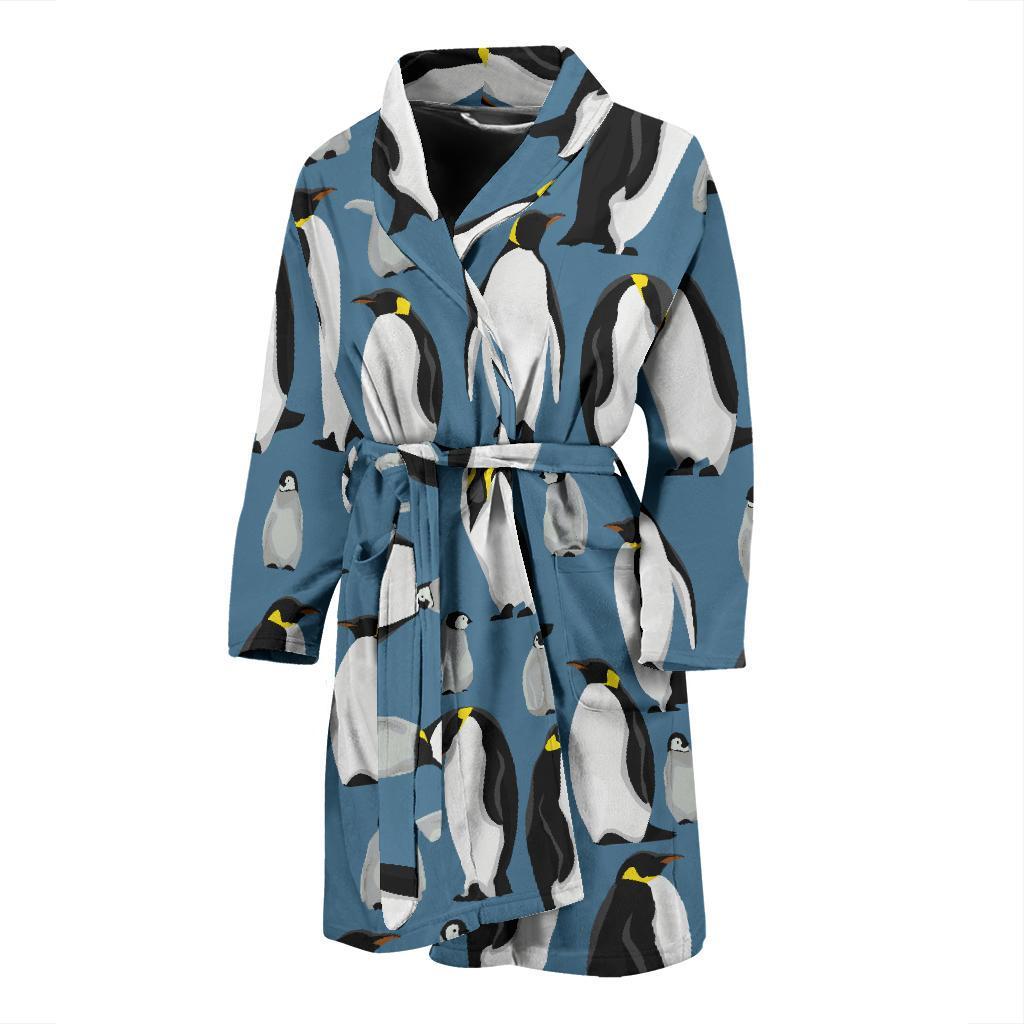 Penguin Pattern Print Design A03 Men Bathrobe-JORJUNE.COM