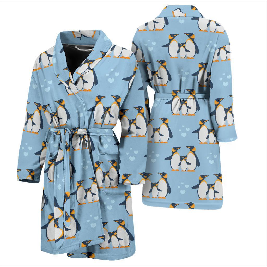 Penguin Pattern Print Design A04 Men Bathrobe-JORJUNE.COM