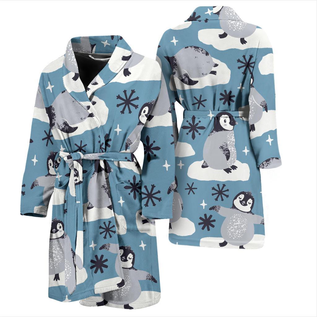 Penguin Pattern Print Design A05 Men Bathrobe-JORJUNE.COM