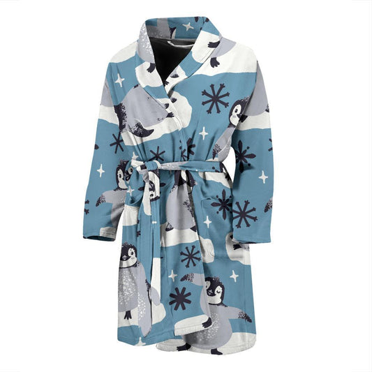 Penguin Pattern Print Design A05 Men Bathrobe-JORJUNE.COM